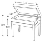 Afmetingen Hidrau Lite X5 Pianobank met Opbergruimte